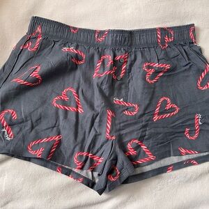 Victoria's Secret gray Shorts with Red Heart Pattern